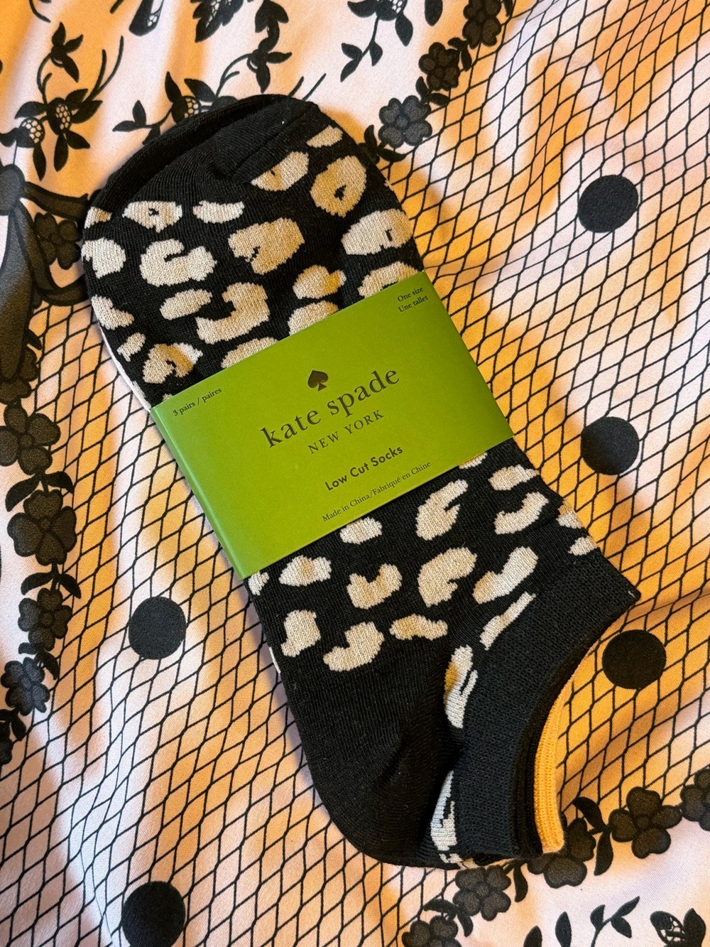 Kate Spade 3-Pack Leopard Print Socks: Low-Cut
